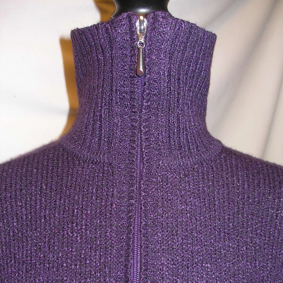 Karen Scott Women's XS Purple Pull On Sweater Long Sleeve Zipper Collar - Picture 6 of 10